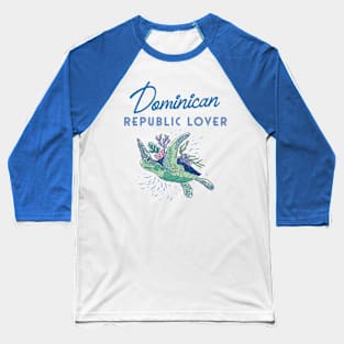 Dominican Republic Lover Sea Turtle Corals Baseball T-Shirt